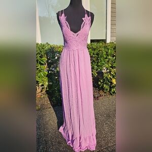 Rue21 Lavender Lace  Elegant Maxi Dress With Sphagette Strap Sz M See Pictures